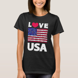 T-shirt I Love America Drapeau américain Illustration grap