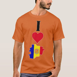 T-shirt I Love Andorra Vertical I Heart Andorre Country Fl