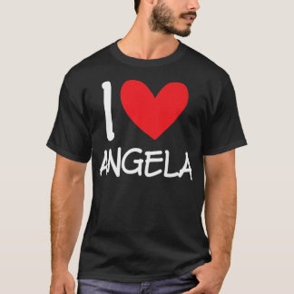 T-shirt I Love Angela Nom Fille Personnalisée Femme BFF Fr