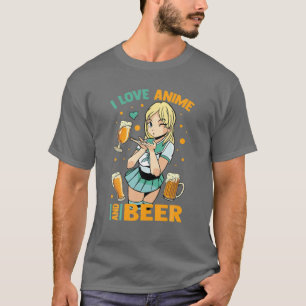 T-shirt I Love Anime And Beer - Cute Kawaii - Manga Otaku