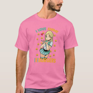 T-shirt I Love Anime And Burgers - Cute Kawaii - Manga Ota