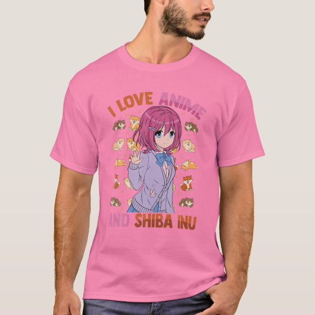 T-shirt I Love Anime And Shiba Inu - Kawaii Otaku - Cute M (Devant)