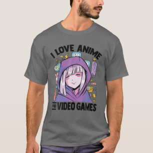 T-shirt I Love Anime Et Jeux Vidéo - Kawaii Blushing Ota