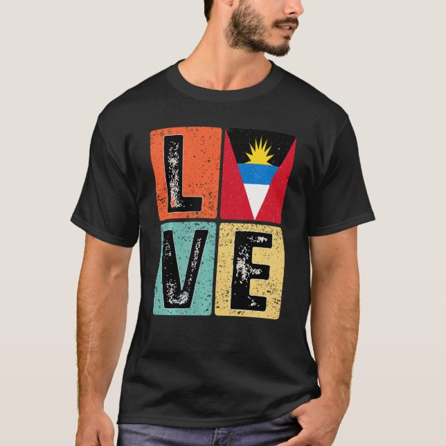 T-shirt I Love Antigua And Barbuda Flag For Antiguan Barbu (Devant)