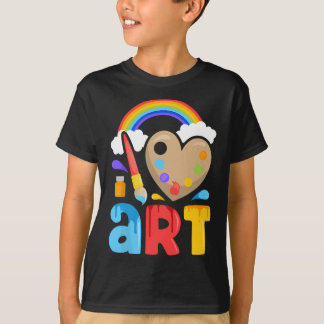 T-shirt I Love Art Artist Peintre Colorful Peinture Cadeau