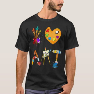 T-SHIRT I LOVE ART FUN COLORFUL FUTURE ARTIST AND CRAFTS
