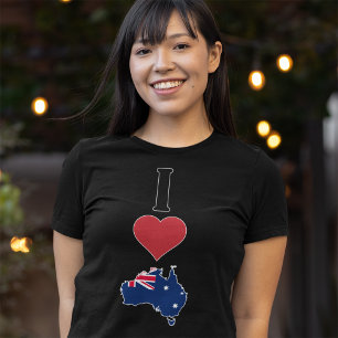 T-shirt I Love Australia Fun I Heart Australian Flag Map