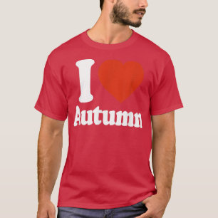 T-shirt I Love Autumn Heart Red Funny Graphic Tee Design M
