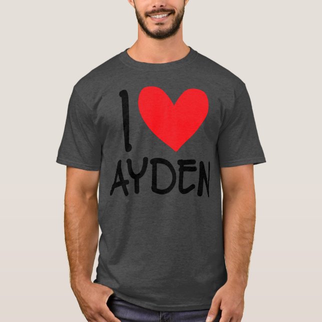 T-shirt I Love Ayden Nom Hommes Personnalisés Guy BFF Ami (Devant)