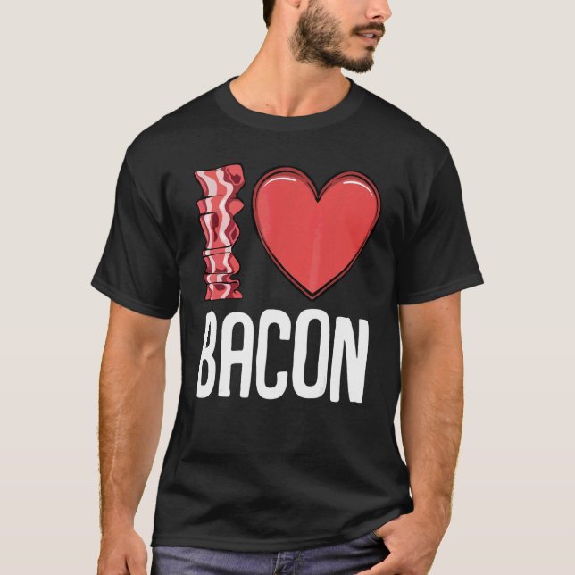 T-shirt I Love Bacon I Heart Bacon Petit déjeuner Hommes F (Devant)