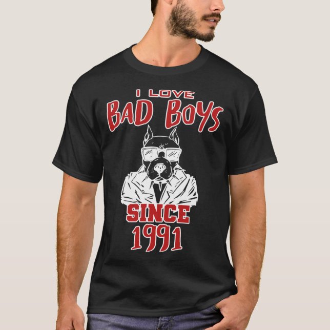 T-shirt I love bad boys since 1991 (Devant)