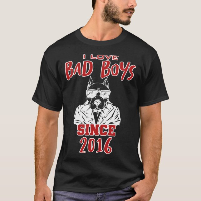 T-shirt I love bad boys since 2016 (Devant)