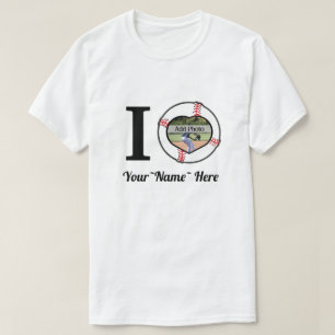 T-shirt I Love Baseball, Ajouter un nom, Cadre photo en co