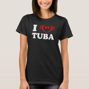 T-shirt I Love Bass Clef Coeur Tuba