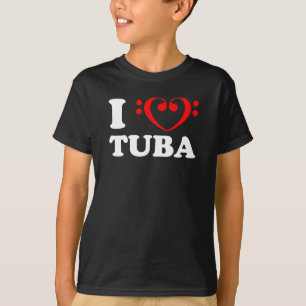 T-shirt I Love Bass Clef Coeur Tuba