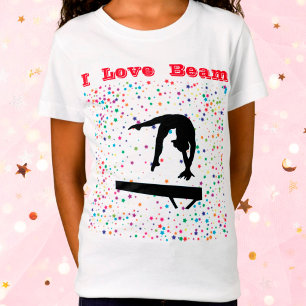 T-Shirt I Love Beam Girls Gymnastique Balance Beam Gymnast