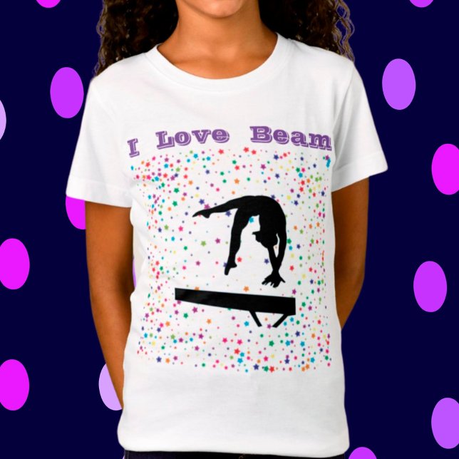 T-Shirt I Love Beam Girls Gymnastique Balance Beam Gymnast (Créateur téléchargé)