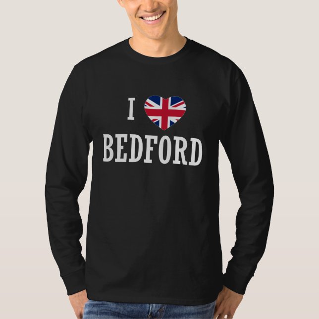 T-shirt I Love Bedford England Union Jack Flag Heart Engli (Devant)
