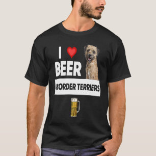 T-shirt I Love Beer and Border Terriers Chien Maman Papa D