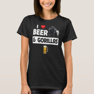 T-shirt I Love Beer and Gorillas Boire Ape Wildlife Mon