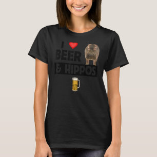 T-shirt I Love Beer and Hippos Boire Faune Safari An