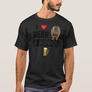 T-shirt I Love Beer and Hippos Boire Faune Safari An