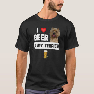T-shirt I Love Beer and My Cairn Terrier Chien Maman Papa