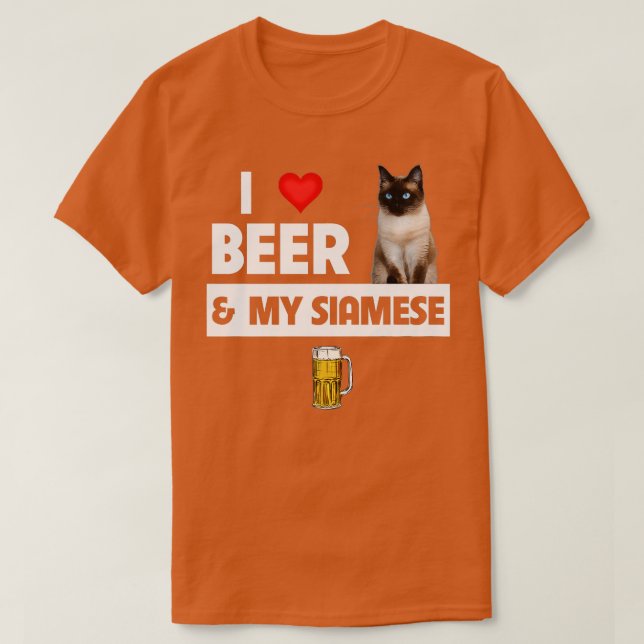 T-shirt I Love Beer and My Siamese Amoureux des chats Kitt (Design devant)