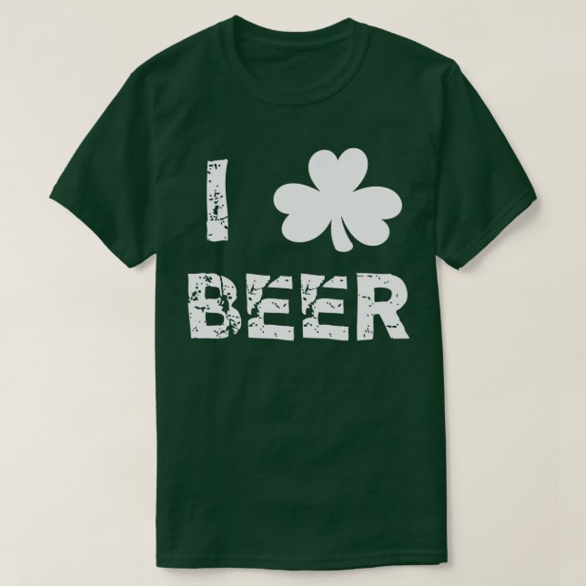 T-shirt I Love Beer Shamrock Funny St (Design devant)