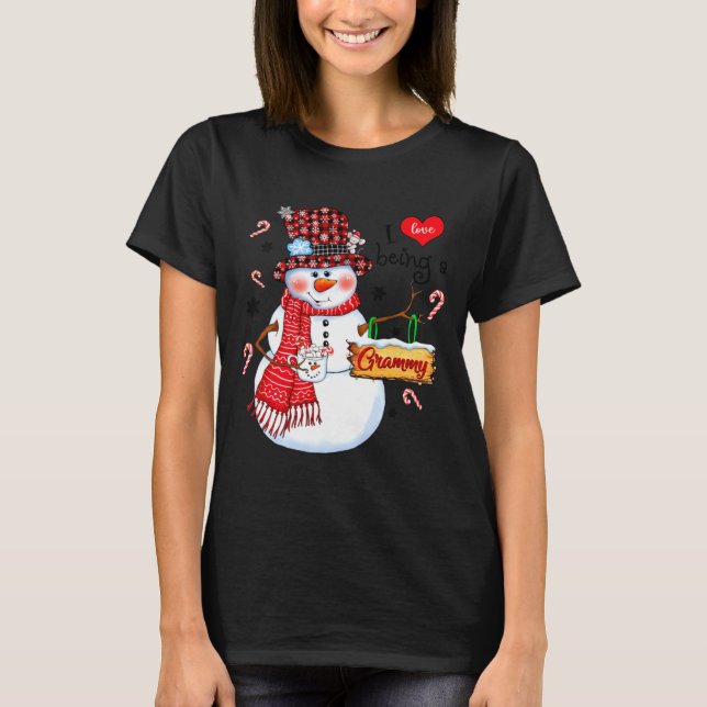 T-shirt I Love Being A Grammy Snowman Xmas Happy New Merry (Devant)