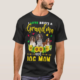 T-shirt I Love Being a Grandma and Dog Mom English Springe