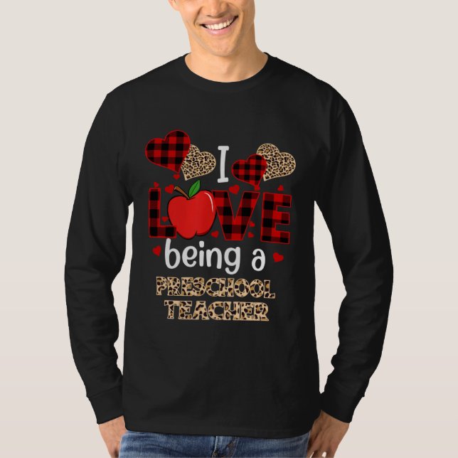 T-shirt I Love Being A Preschool Teacher Red Plaid Valenti (Devant)