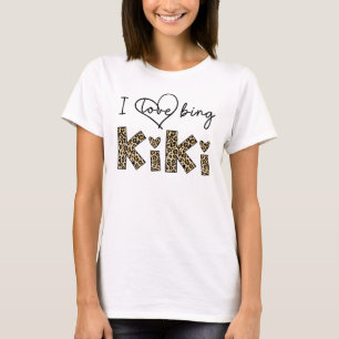 T-shirt I Love Being Kiki léopard plaid
