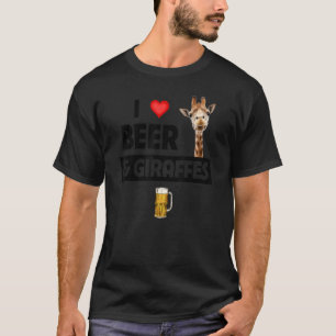 T-shirt I Love Bière et Giraffes Boire du verre Safari Ani