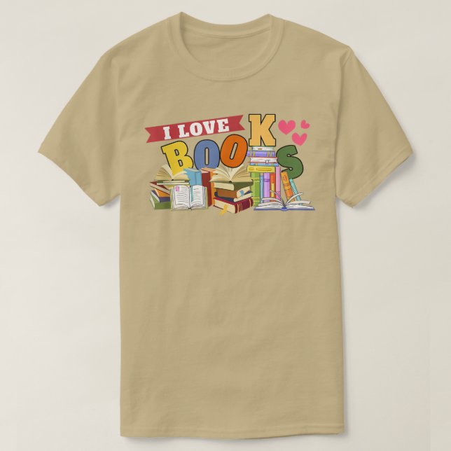 T-shirt I Love Books Heart Reading Stories Book Lover605 (Design devant)