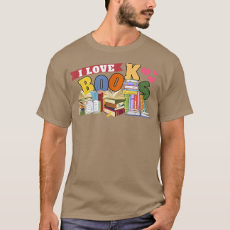 T-shirt I Love Books Heart Reading Stories Book Lover605