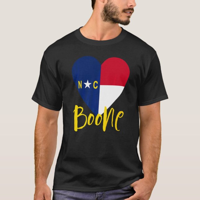 T-shirt I Love Boone Nord Carolina City Nc Flag Heart (Devant)