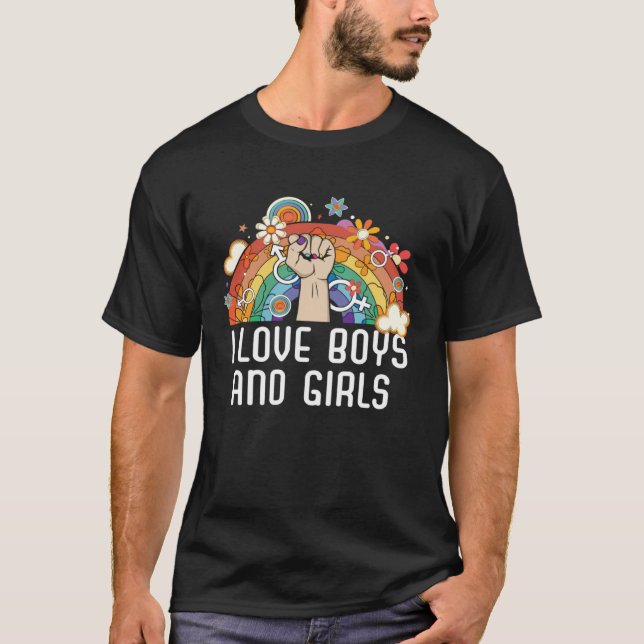 T-shirt I Love Boys And Girls Bisexual Pride Bisexuality L (Devant)