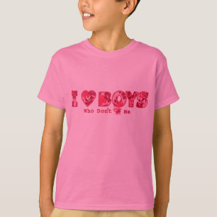 T-shirt I Love Boys Bug and Hawaiian Print Cartoon Pink