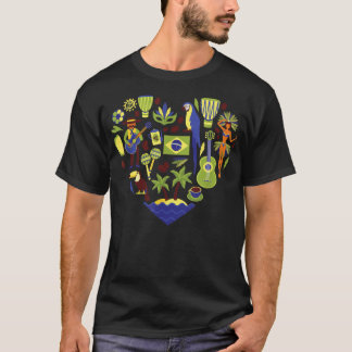 T-shirt I Love Brazil emblématique traditionnelle Souvenir