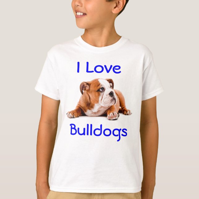 T-shirt I Love Bulldogs Enfants Tee - shirt (Fits boys aus (Devant)