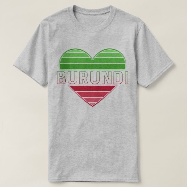 T-shirt I Love Burundi, Coeur Burundais (Design devant)
