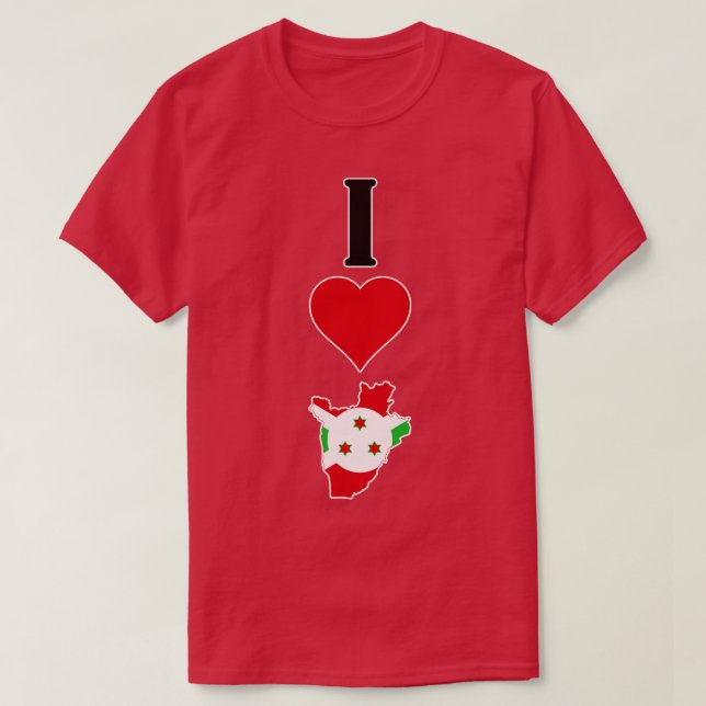T-shirt I Love Burundi Vertical I Heart Country Carte du d (Design devant)