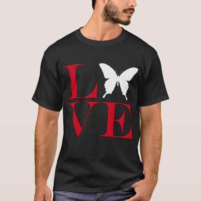 T-shirt I Love Butterflies - Tee de couleur foncée (Devant)