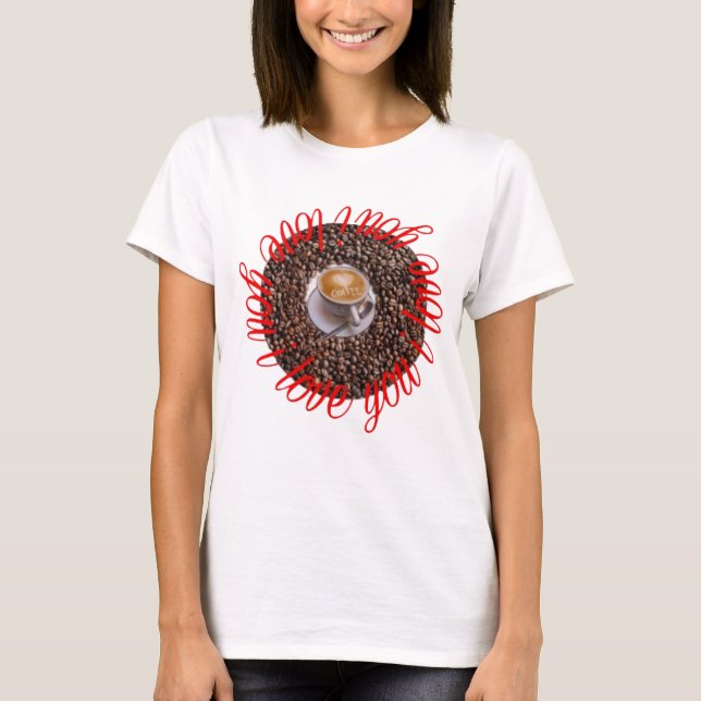 T-shirt I Love Café rouge brun (Devant)