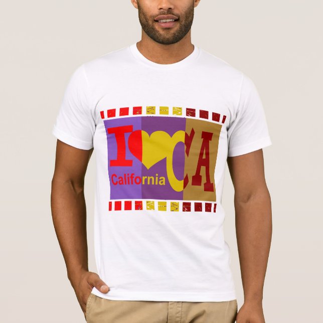 T-shirt I love California - Pop art (Devant)
