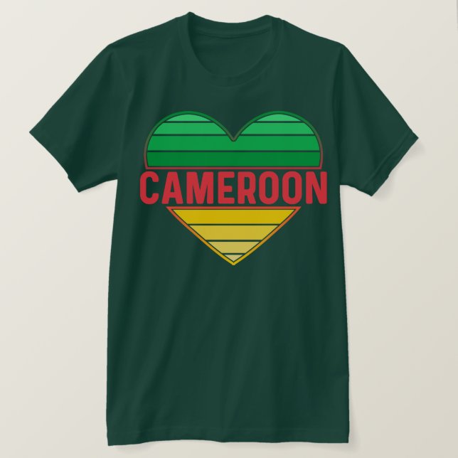 T-shirt I Love Cameroon, Coeur camerounais (Design devant)