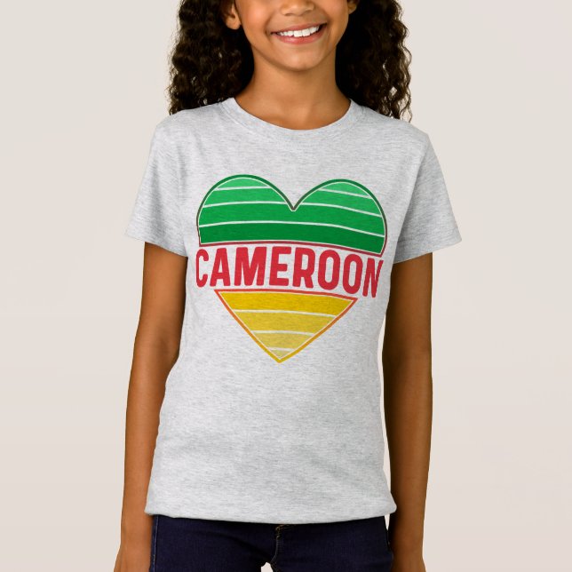 T-Shirt I Love Cameroon, Coeur camerounais (Devant)