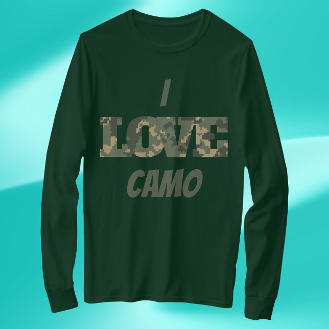 T-shirt I Love Camouflage Vert Brown | (Créateur téléchargé)