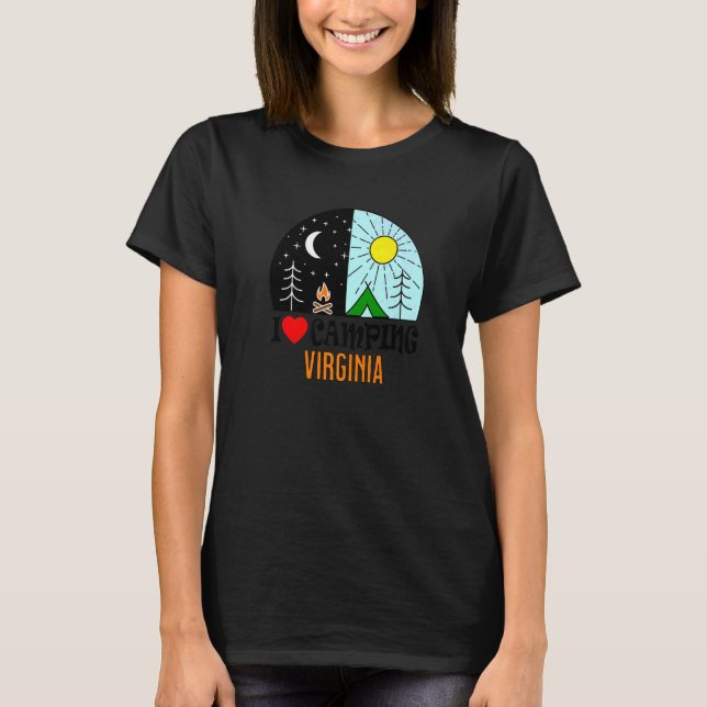 T-shirt I Love Camping Virginia America Outdoors Nature Hi (Devant)